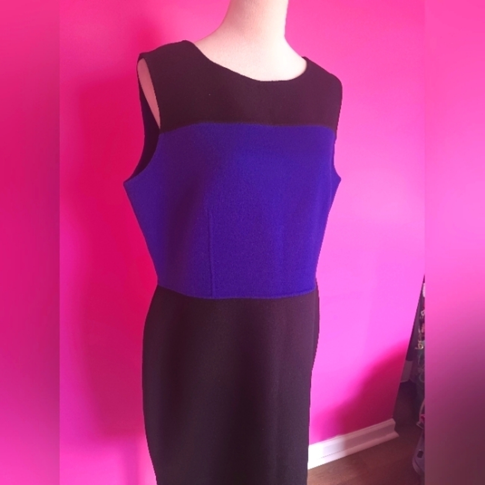 Talbot's Ladies Blue & Black Wool Sheath Dress (NWT!) MSRP $229 - Picture 3 of 8
